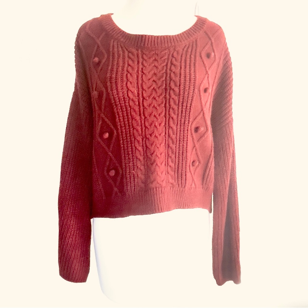 ALMOST FAMOUS Juniors Cropped knit long sleeve sweater